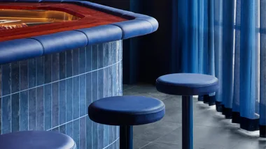 The indigo hues of +81 Aizome Bar in Brisbane, our Bar of the Year Award winner