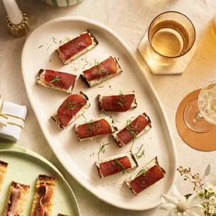 Bresaola and ricotta on rye.
