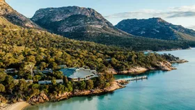 Freycinet Lodge sits at the edge of The Hazards mountain ranges and Great Oyster Bay
