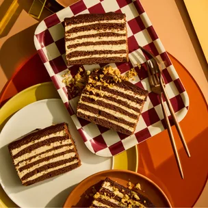 Chocolate and salted honey cake with honeycomb