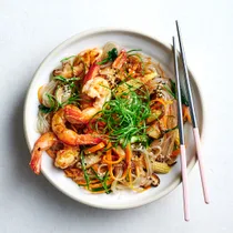 Japchae with prawns