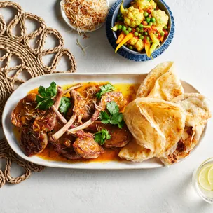 Mango pickle butter roasted lamb with roti