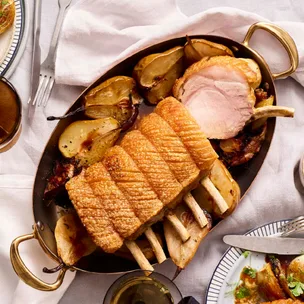 Stephanie Alexander’s roast rack of pork with pears