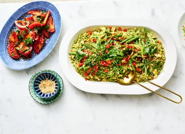 Broccoli and cauliflower Peruvian fried rice