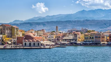 Beautiful Venetiaan Harbor in Chania Crete, Greece