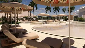 The poolside precinct at The Leea hotel in Darwin